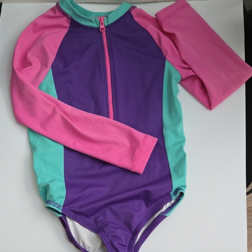 Hanna Andersson Pink and Purple Rashguard Swimsuit